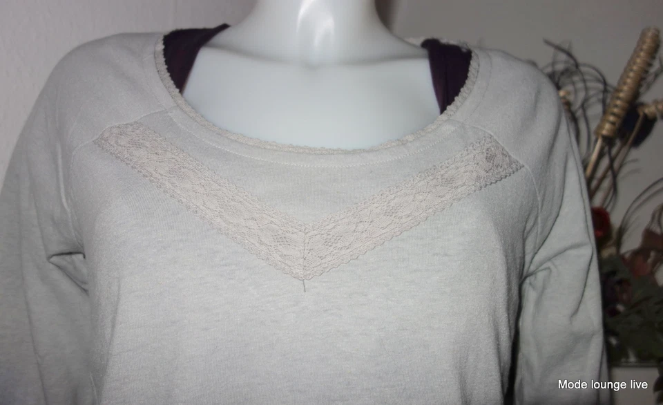 Thought Blusa Camiseta Larga Tunica Manga Larga Algodón Orgánico Gris - Imagen 2 de 3