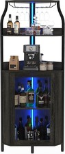 Corner Wine Cabinet Bar Sideboard with Wine Rack for Dining Room Kitchen Black🔥
