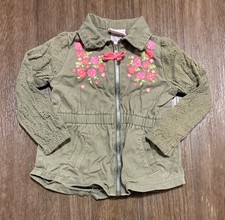 Little Lass Jacket Girls Size 3T Flower Print Eyelet Sleeves