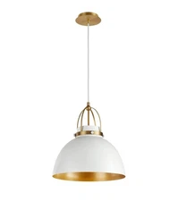 Quorum 15" Pendant, Studio White/Aged Brass - 823-0880