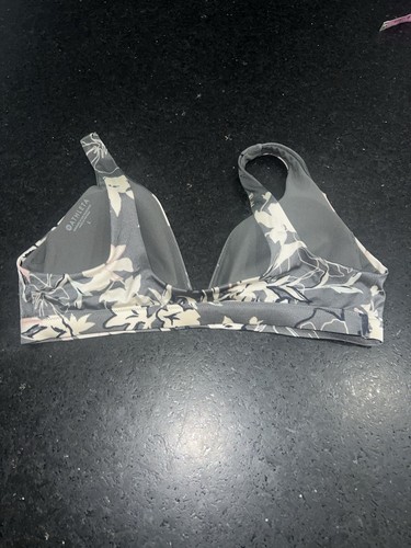 UEC ATHLETA AQUALUXE WILDFLOWER PLUNGE GREEN GREY FLORAL BIKINI TOP SZ L - Picture 6 of 10