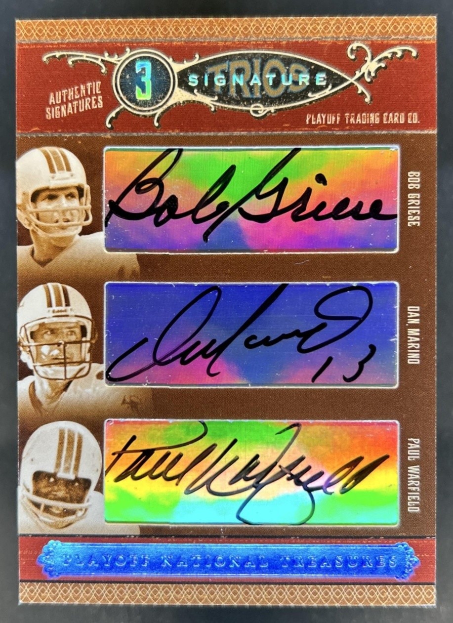 2006 National Treasures Bob Griese Dan Marino Paul Warfield Trios Auto #/19