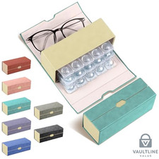 Leather Dual Eyewear Case for Glasses and Contact Lenses - Green Travel