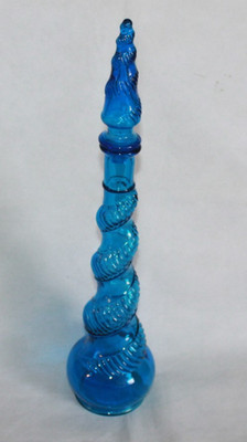 GROSSE EMPOLI ITALY BLAUE GLASSPIRALE GEIST FLASCHE & STOPFEN