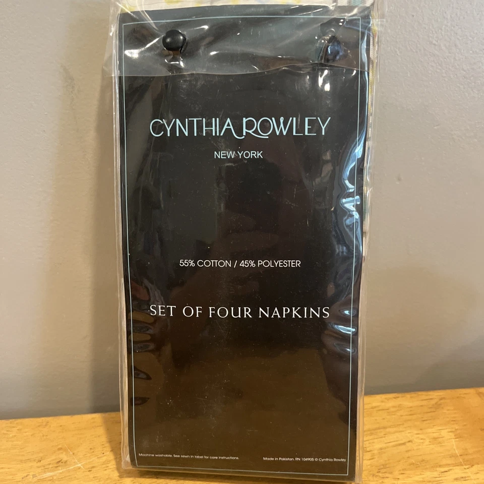 4 CONJUNTO DE GUARDANAPOS DE ALGODÃO NOVO CYNTHIA ROWLEY Island floral salmão bronzeado aquático - Imagem 3 de 4