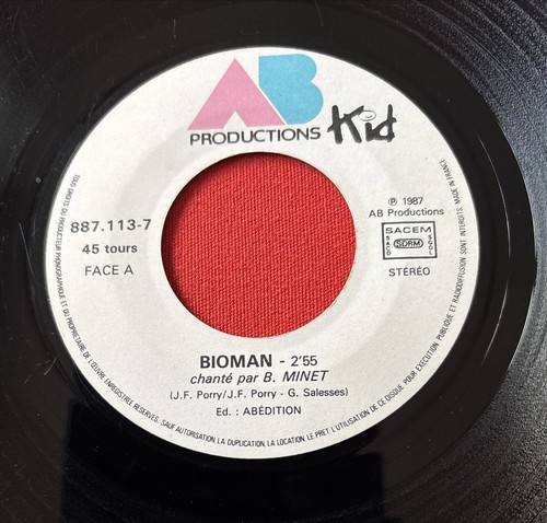 Bioman TV Series 1987 AB Productions Kid 887.113-7 VG Vinyl 45 RPM - Picture 2 of 4