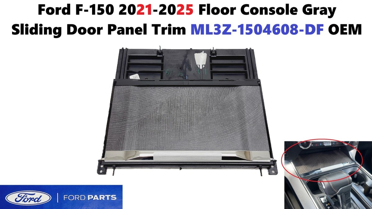 Ford F150 2021-2025 Floor Console Gray Sliding Door Panel Trim