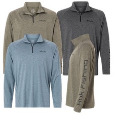 HUK Fishing Mens S-3XL Airweight Heather DriFIT Quarter-Zip Pullover Jacket UPF
