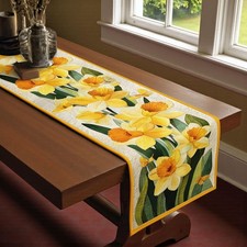 Spring Daffodil Table Runner Yellow Floral Farmhouse Easter Decor Gifts for Home