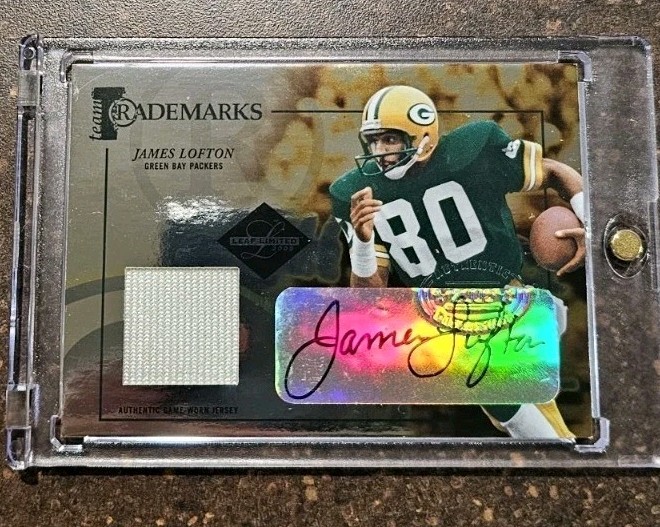 2005 Leaf Limited Trademarks James Lofton Auto Game Used Patch Jersey #/50 HOF