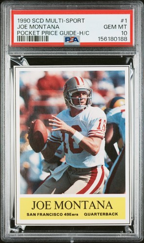 156180188 Joe Montana 1990 SCD Pocket Price Guide #1 PSA 10