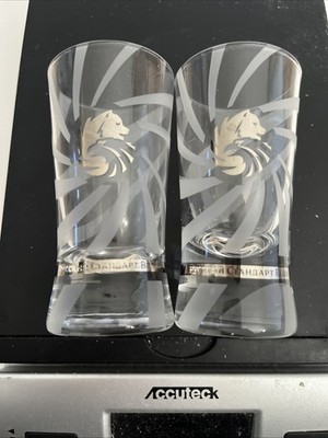 Set of 2 Genuine RUSSIAN STANDARD VODKA Golden Bear LOGO  SHOOTER GLASS 4 /2 