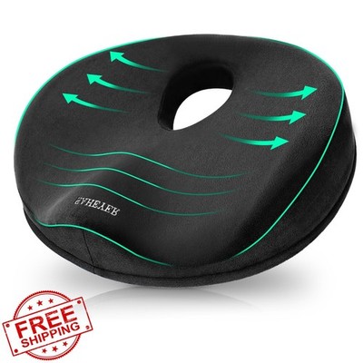 SAHEYER Donut Pillow Memory Foam Tailbone Sciatica Black
