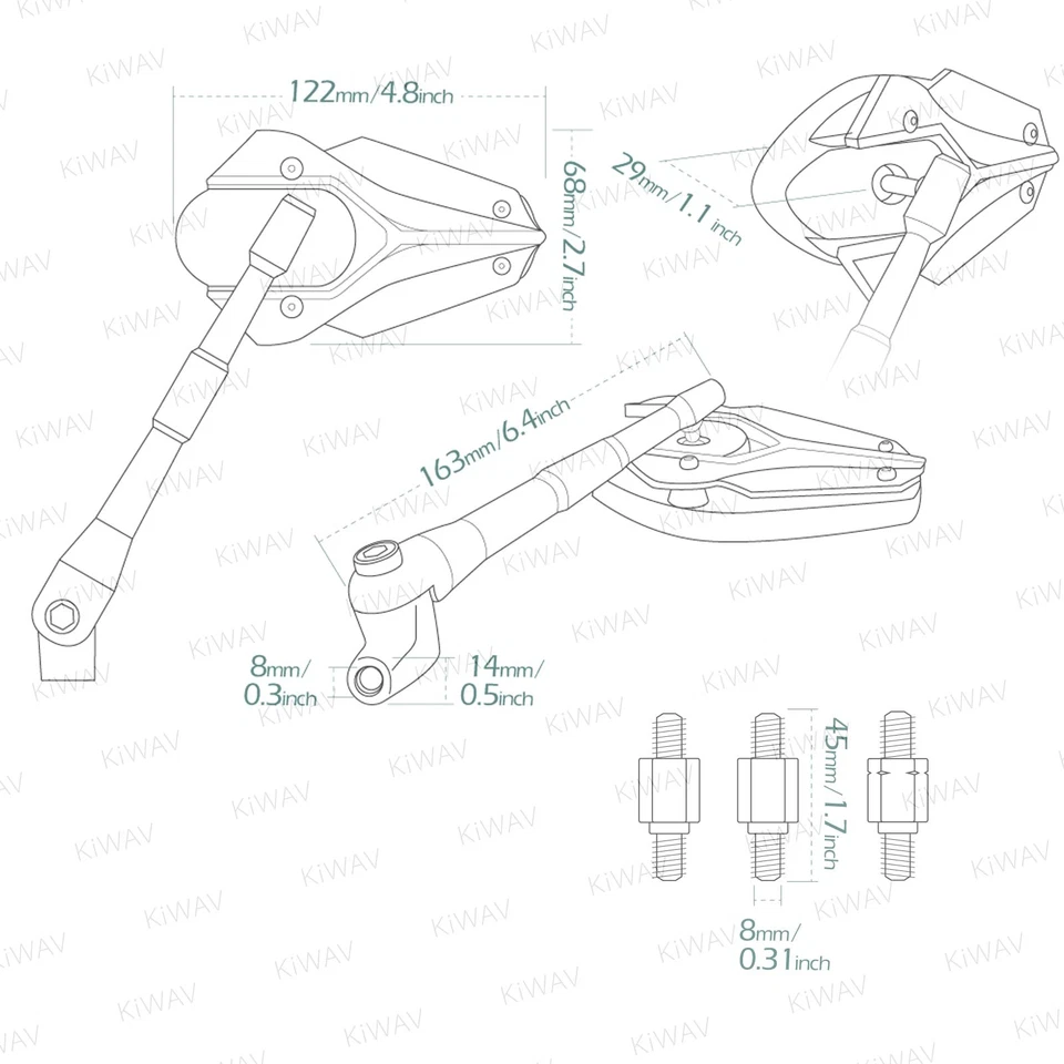 VAWiK Magazi mirror model VIPER black 8mm 1.25pitch fits Piaggio Carnaby Typhoon - Image 2 of 4