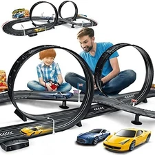 Slot-Car-Race-Track-Sets for Boys Kids, Battery or Electric Race Car Track with