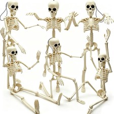 CAMIRUS 6PCS Skeleton Halloween Decorations, 16 in Full Body Poseable Small S...