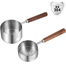 Dog Food Scoop 1 Cup and 1/2 Cup 304 Stainless Steel Pet Food Scoop Measuring...