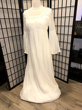 VINT. Women's S White Solid wedding Dress Square Neck small