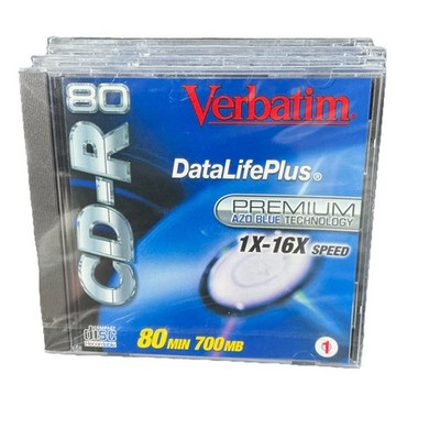 10 Verbatim Data Life Plus Super AZO Blue CD-R 80 Min 700 MB 1X-16X Sp SEALED