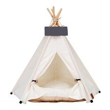 Pet Teepee Tent Bed w/Thick Cushion - Portable Dog Cat Puppy House Large