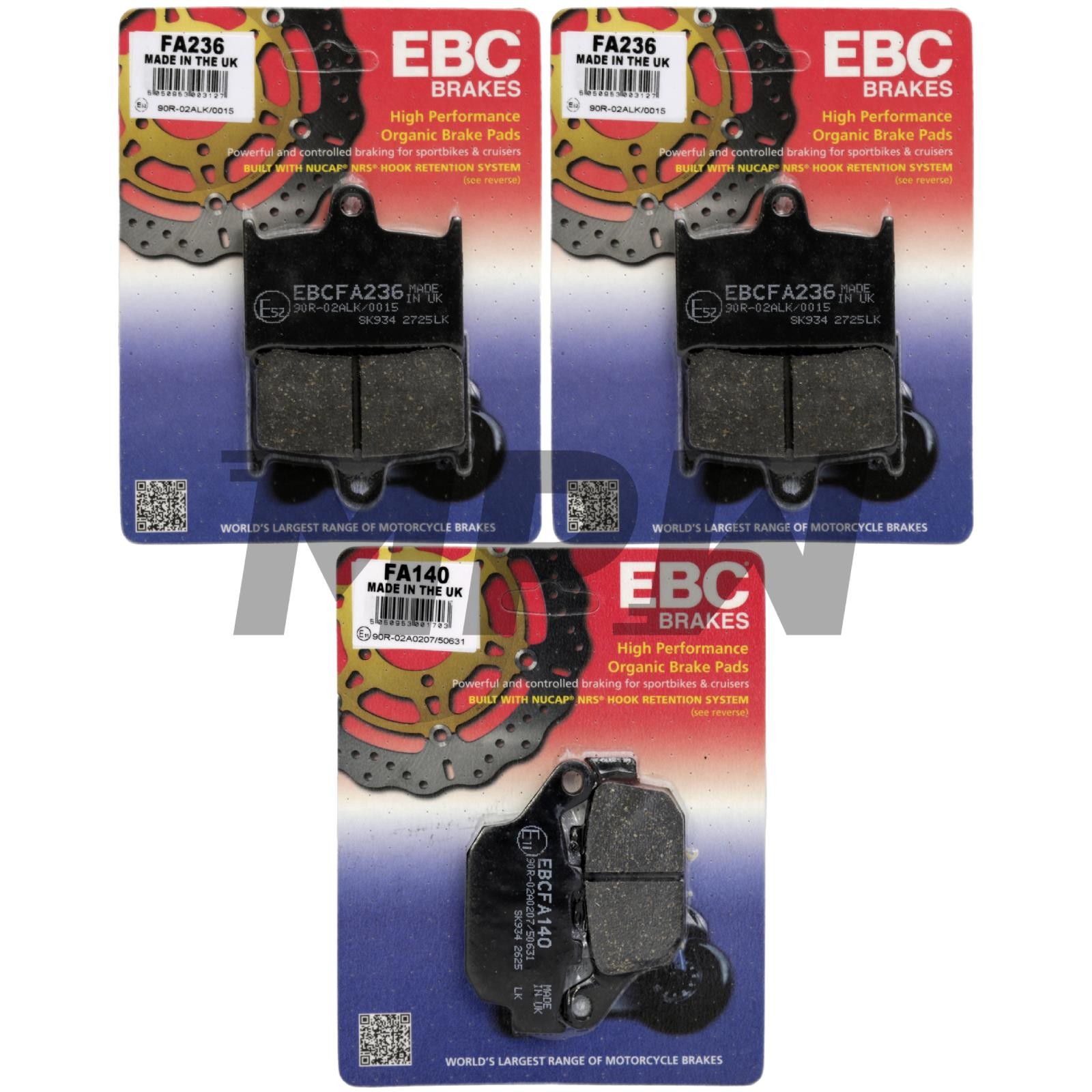 Triumph Daytona 955i 2001-2004 EBC FA236 / FA140 Organic Brake Pads Front & Rear