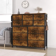 12 Drawers Dresser for Bedroom Chest Organizer Storage Tower w/Side Pockets