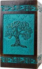 Wooden Cremation Urns for Human Ashes - Large 180 lbs, Handcarved Tree of Lif...