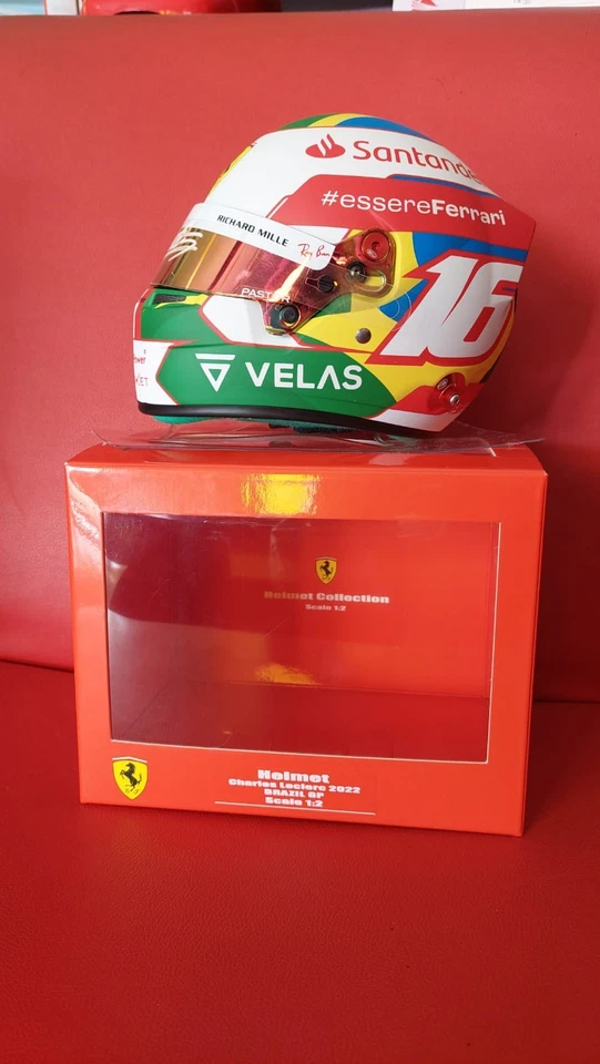 Casco Helmet Bell 1:2 Ferrari Charles Leclerc 2022 Brazil Firmed Autografo - Immagine 3 di 4