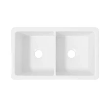 Eridanus 32-inch Double Bowl Fireclay Top Mount / Undermount Kitchen Sink White