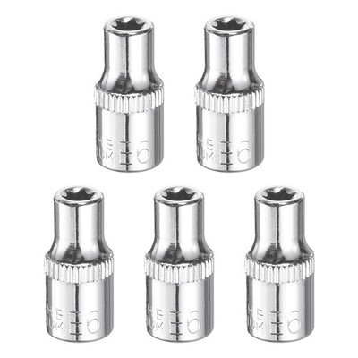 5pcs E-Torx Socket 1/4'' Drive E6 Star Socket 1'' Length 6 Point Spline Sleeve