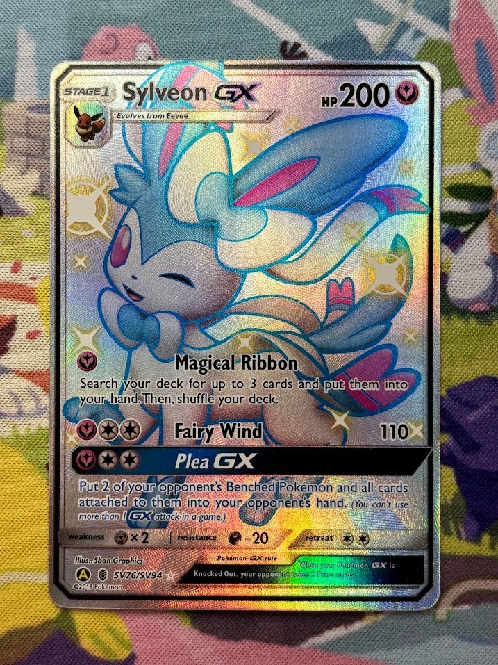 Sylveon GX - SV76/SV94 Shiny Full Art, Hidden Fates Shiny Vault Pokemon NM 2019
