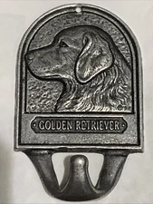 Pewter Golden Retriever Dog Wall Hook Leash Holder 4 3/4" X 3"