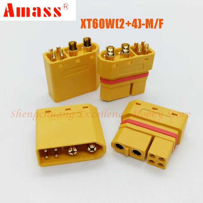 AMASS XT60W(2+4) 防水 XT60 (2+4) 连接器插头 适用于遥控电池充电器 汽车 - 第 1/16 张图片