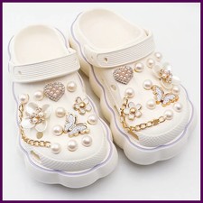 pearl Shoe Charms Set Creative DIY pink Shoe Flower Diamond butterfly Rhinestone