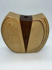 Hand Carved Multi Wood Inlay Circular Bud Vase Artisan Signed Uli Kirchler Gift