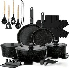 21 Piece Nonstick Ceramic Cookware Set Pots and Pans with Detachable Handle