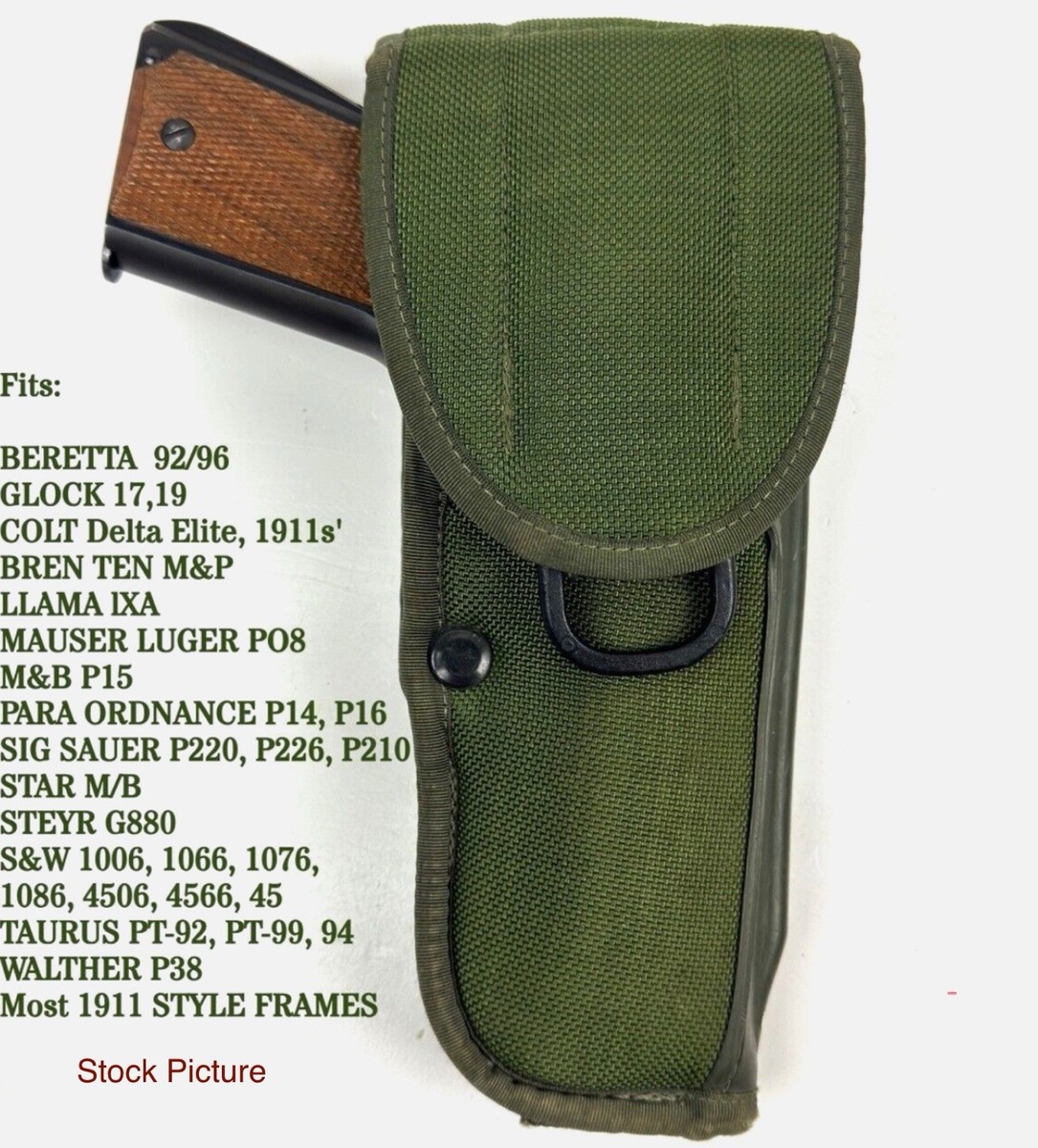 New* US Military Universal M12 Holster w/cleaning rod, Fits