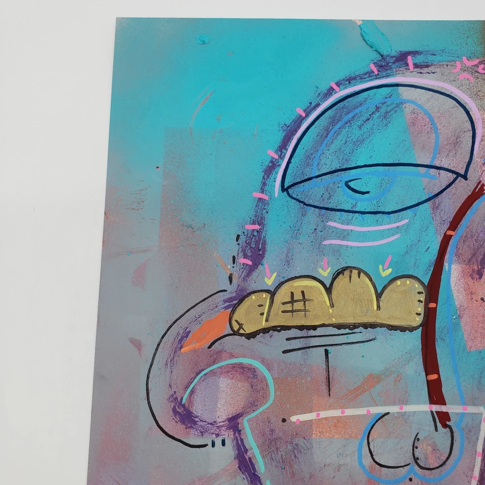 Pintura Abstracta Moderna Pop Street Outsider Brut Art Man 11" x 17" Foto 4 de 4