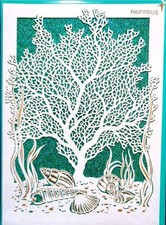 TARJETA DE PAPIRO EN BLANCO Under the Sea Coral corte láser océano