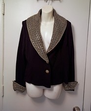 Vtg St John Marie Gray Black Knit Evening Jacket M Sz 8 Sequin Crystal Embellish