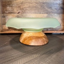 Vintage Uranium Glass Bowl, Art Deco Rolled Rim frosted Glass UV reactive