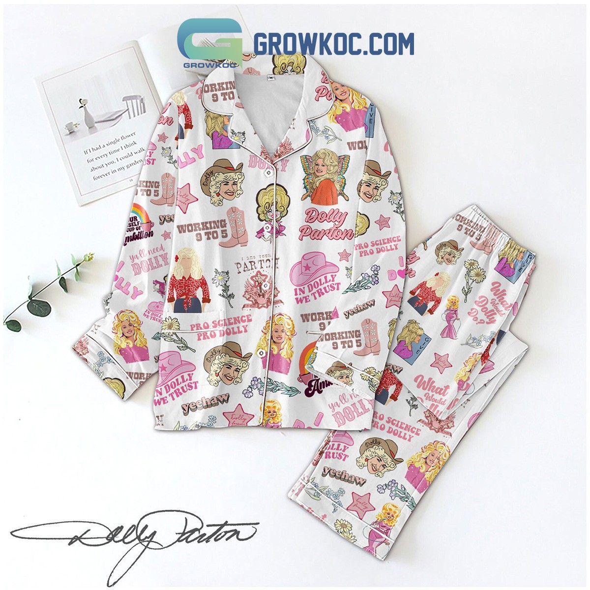 Dolly Parton In Dolly We Trust Polyester Pajama Set