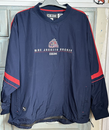 Vintage Columbus Blue Jackets CCM Embroidered Spell Out Pullover Windbreaker (L) - Bild 1 von 4