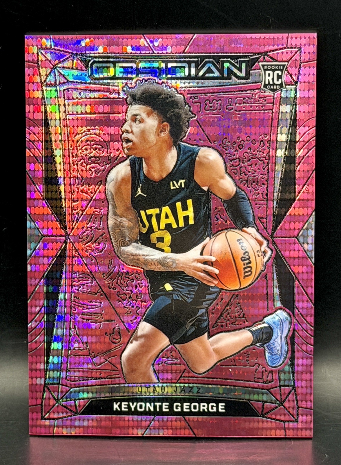 2023 Panini Obsidian #35 Keyonte George Pink Pulsar RC Jazz SSP Case Hit RARE!!!