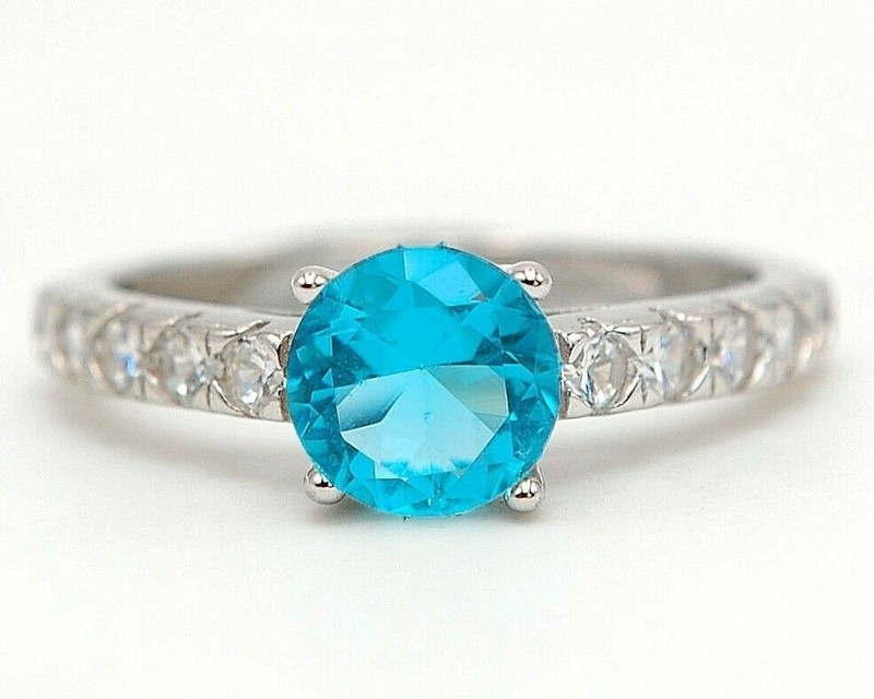 2CT Heat Treated Blue Topaz 925 Solid Sterling Silver Ring Sz 6 U3-6