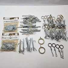 90 Vintage Metal Drapery Curtain Hooks Various Types Sizes