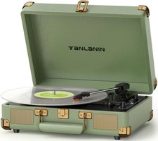 Vintage Suitcase Vinyl Record Player with Built-in Speakers, Portable 3-Speed