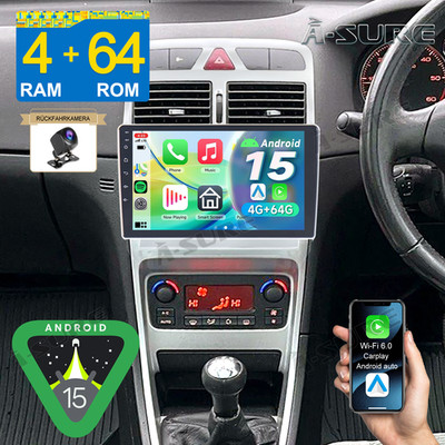 KAM+ Android15 64G Autoradio Für Peugeot 307 CC 2002-2013 Apple Carplay GPS NAVI