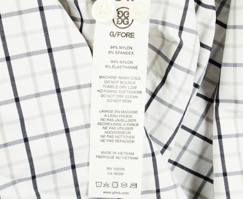 G/Fore Mens Shirt L Long Sleeve Button Front Spread Collar Golf White Plaid $185 - Picture 5 of 7