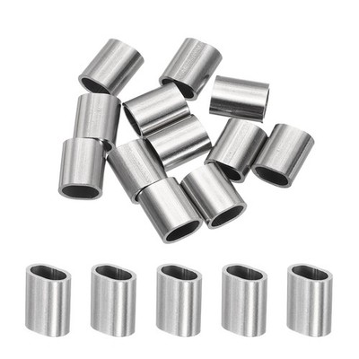 9/64'' Wire Rope Stop Sleeve, 12 Pcs 304 Stainless Steel Crimping Loops Sleeve
